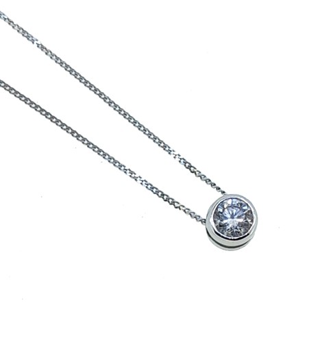 Lot 190 - A modern single stone diamond pendant and chain