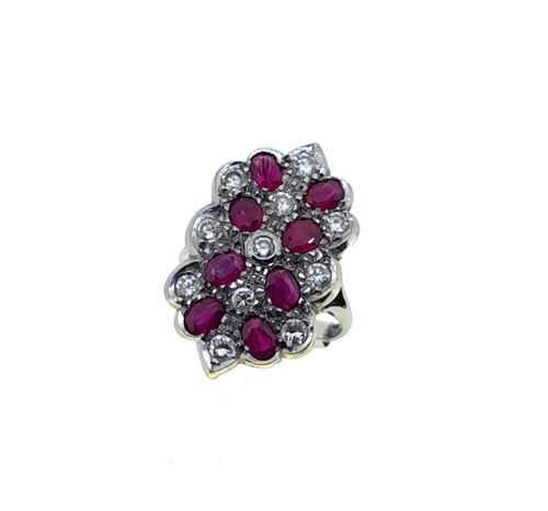 Lot 163 - An 18ct gold ruby and diamond dress ring