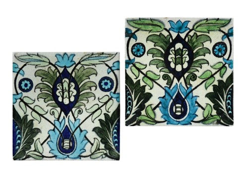 Lot 49 - William de Morgan, a pair of Persian Foliage design tiles, circa 1898