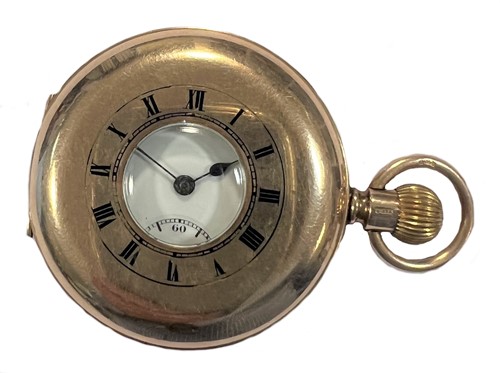 Lot 321 - H. Williamson, Coventry - A 9ct gold half hunter pocket watch and chain