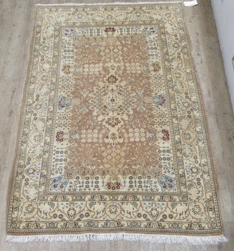 Lot 558 - A Persian yellow ground rug, 216 x 140cm