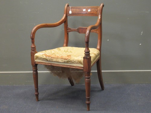 Lot 419 - A Regency mahogany dining armchair, on ring...