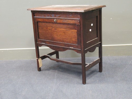 Lot 378 - An Edwardian varnished oak small chest, with...