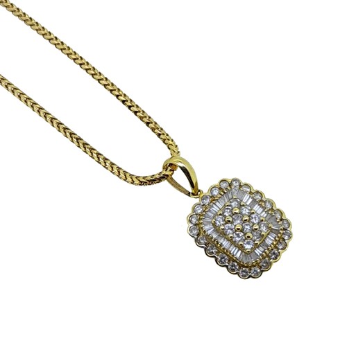 Lot 91 - A modern diamond cluster pendant and chain