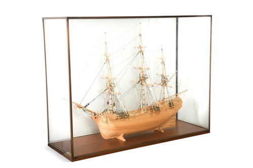 Lot 428 - A wooden model of an 18th century sailing ship, 20th century