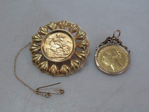 Lot 205 - Two mounted full sovereigns (2)