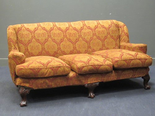 Lot 540 - A George II style three-seater sofa with...