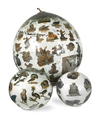 Lot 145 - Three late Victorian Decalomania glass witches' balls