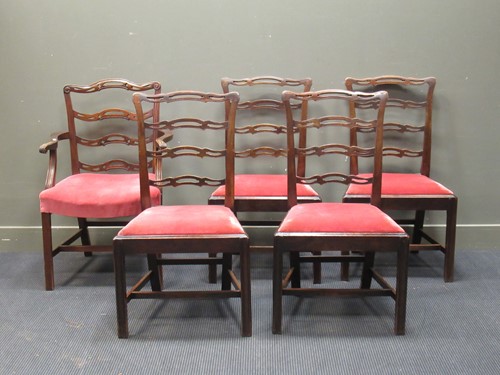 Lot 474 - A set of four George III mahogany pierced...