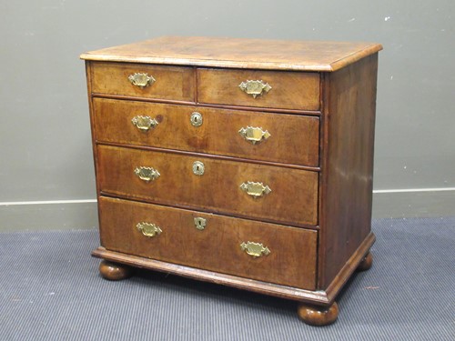 Lot 401 - An 18th century walnut chest of two short over...