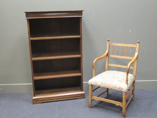 Lot 410 - An Edwardian spindle-back elbow chair together...