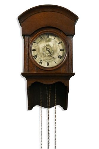 Lot 242 - An oak cased hooded pantry clock with alarm by Whitehurst, Derby, mid 19th century