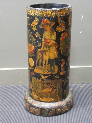 Lot 369 - A painted chimney pot decorated with applied...