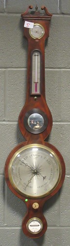 Lot 190 - An A.Maspoli, Hull, mahogany banjo barometer,...