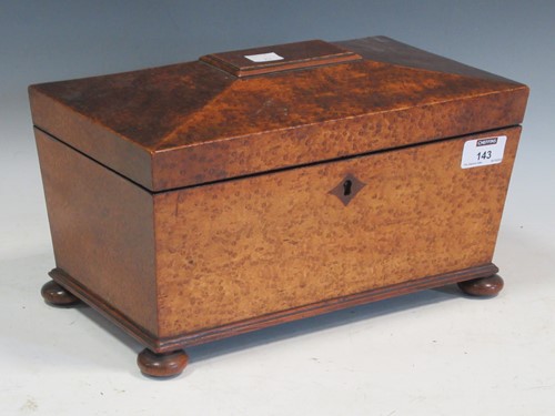 Lot 143 - Birds eye maple tea caddy early 19th century...