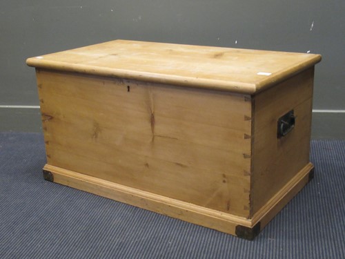 Lot 427 - A pine blanket chest with hinged lid, 49 x 96...