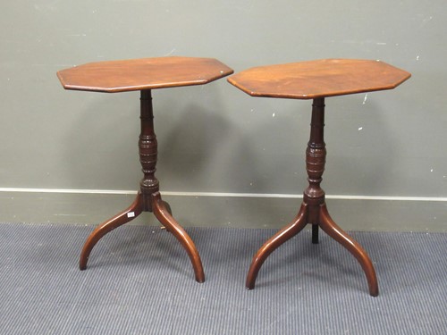 Lot 409 - A pair of mahogany octagonal tip top...