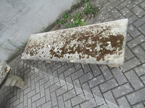 Lot 554 - Two large concrete garden benches, 44 x 138 x...