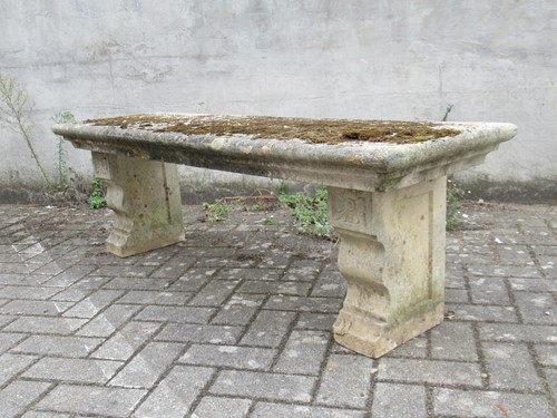 Lot 554 - Two large concrete garden benches, 44 x 138 x...