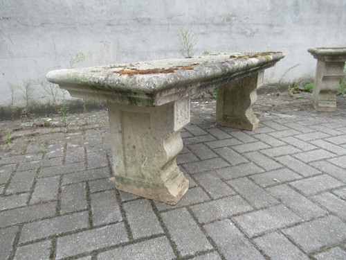 Lot 554 - Two large concrete garden benches, 44 x 138 x...