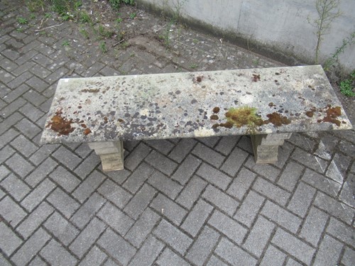 Lot 554 - Two large concrete garden benches, 44 x 138 x...