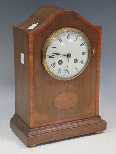 Lot 132 - An Edwardian mahogany and banded mantel clock,...