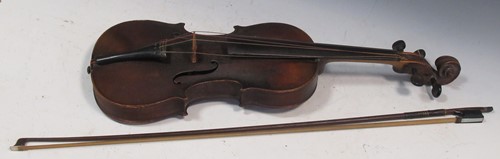 Lot 138 - A violin, circa 1900 old varnish now crackled...