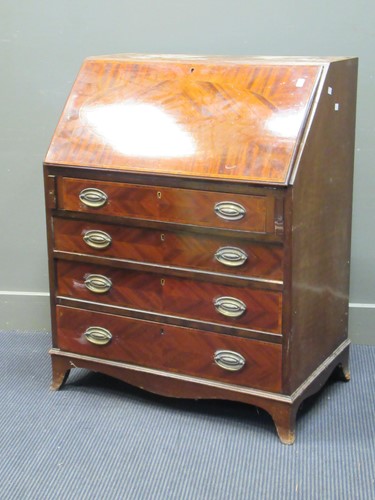 Lot 415 - An Edwardian mahogany four drawer bureau 97 x...