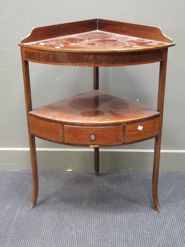 Lot 434 - A mahogany corner washstand with boxwood...
