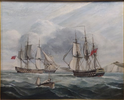 Lot 292 - Two paintings of ships under sail off the...