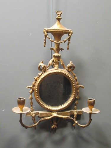 Lot 518 - An Adam style gilt two branch girandole...