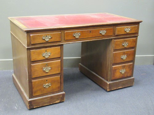 Lot 444 - An Edwardian mahogany pedestal desk comprising...
