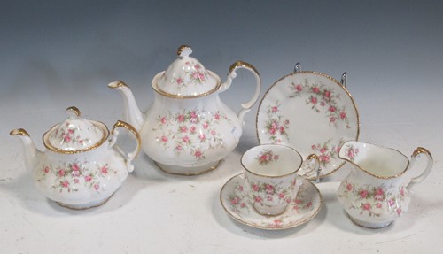 Lot 113 - A Paragon 'Victoriana Rose' pattern part tea...