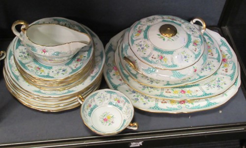 Lot 112 - An Adderley 'Lowestoft' aqua green dinner...