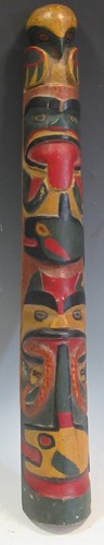 Lot 186 - A carved and polychrome painted totem pole,...