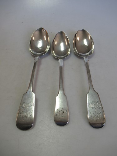 Lot 251 - A George III silver serving spoon and two...
