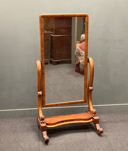 Lot 820 - A Victorian walnut cheval mirror, the...