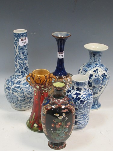 Lot 124 - Two Chinese blue and white vases, a Minton...
