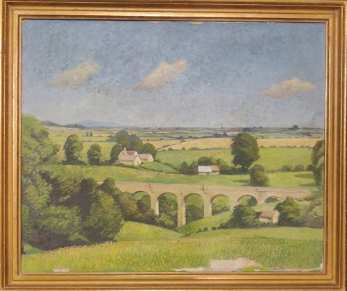 Lot 249 - Modern British School Viaduct in a pastoral...