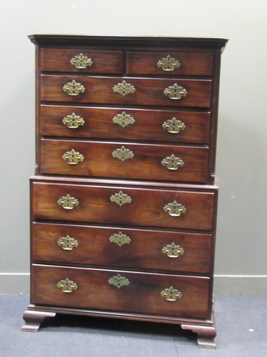 Lot 455 - A George III mahogany chest on chest, the...