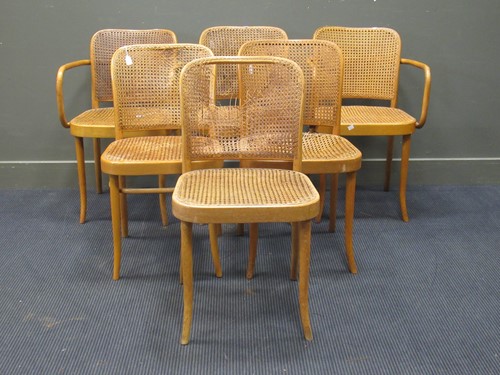 Lot 509 - A set six of bent wood and cane-work dining...
