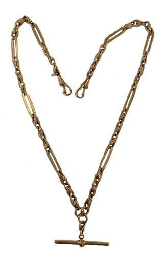 Lot 303 - A (probably) early 20th century 9ct gold  'Double Albert' watch chain