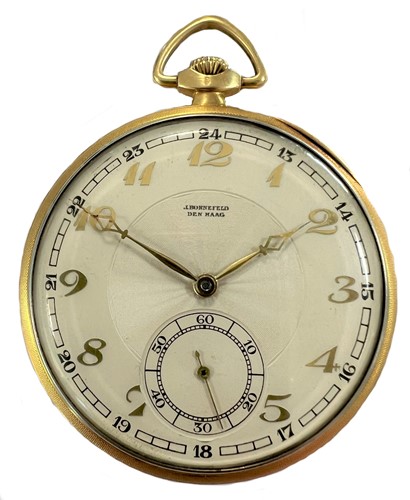 Lot 293 - Nicolet Watch S.A. for J. Bornefeld, Den Haag - A Swiss 18ct gold open faced dress pocket watch