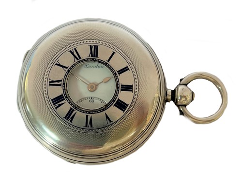 Lot 274 - J.W. Benson, London - A Victorian Sterling silver 'Ludgate' half hunter pocket watch