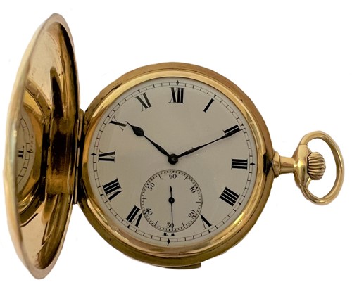 Lot 291 - Unsigned - A Swiss 18ct gold minute repeating hunter dress pocket watch