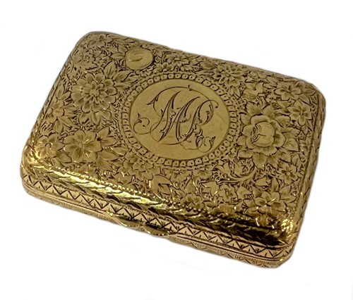 Lot 394 - A late 19th century Scottish 15ct gold snuff box