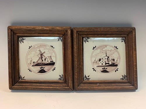 Lot 103 - Two Delft 18th century Dutch manganese tiles...