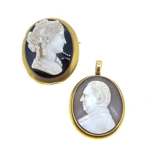 Lot 28 - A cameo pendant together with a cameo brooch