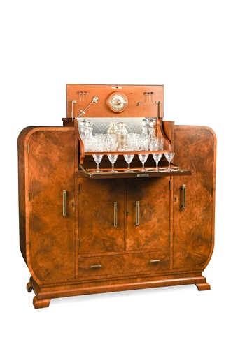 Lot 181 - An Art Deco walnut cocktail cabinet