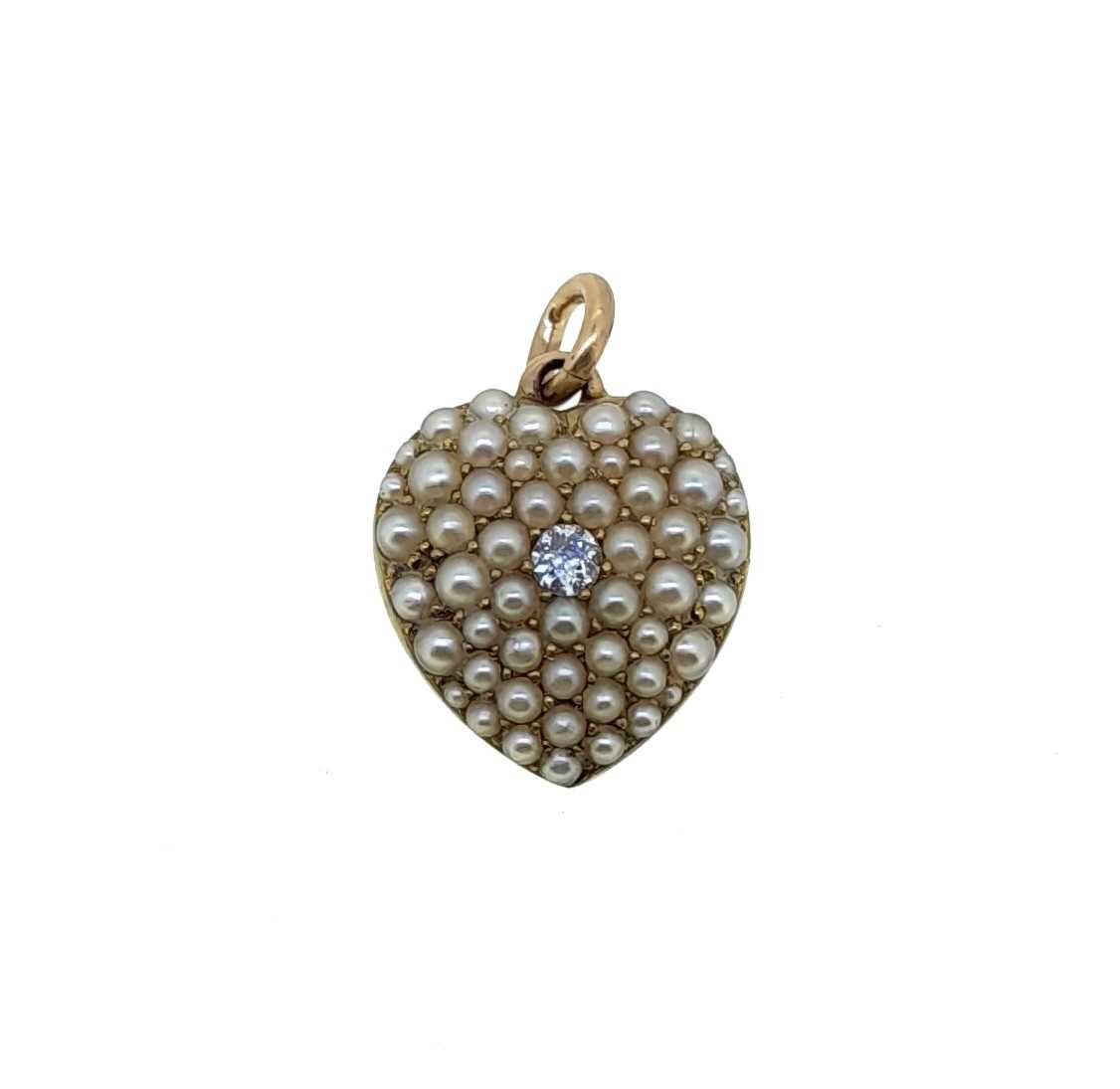 Lot 150 - A split pearl and diamond heart pendant